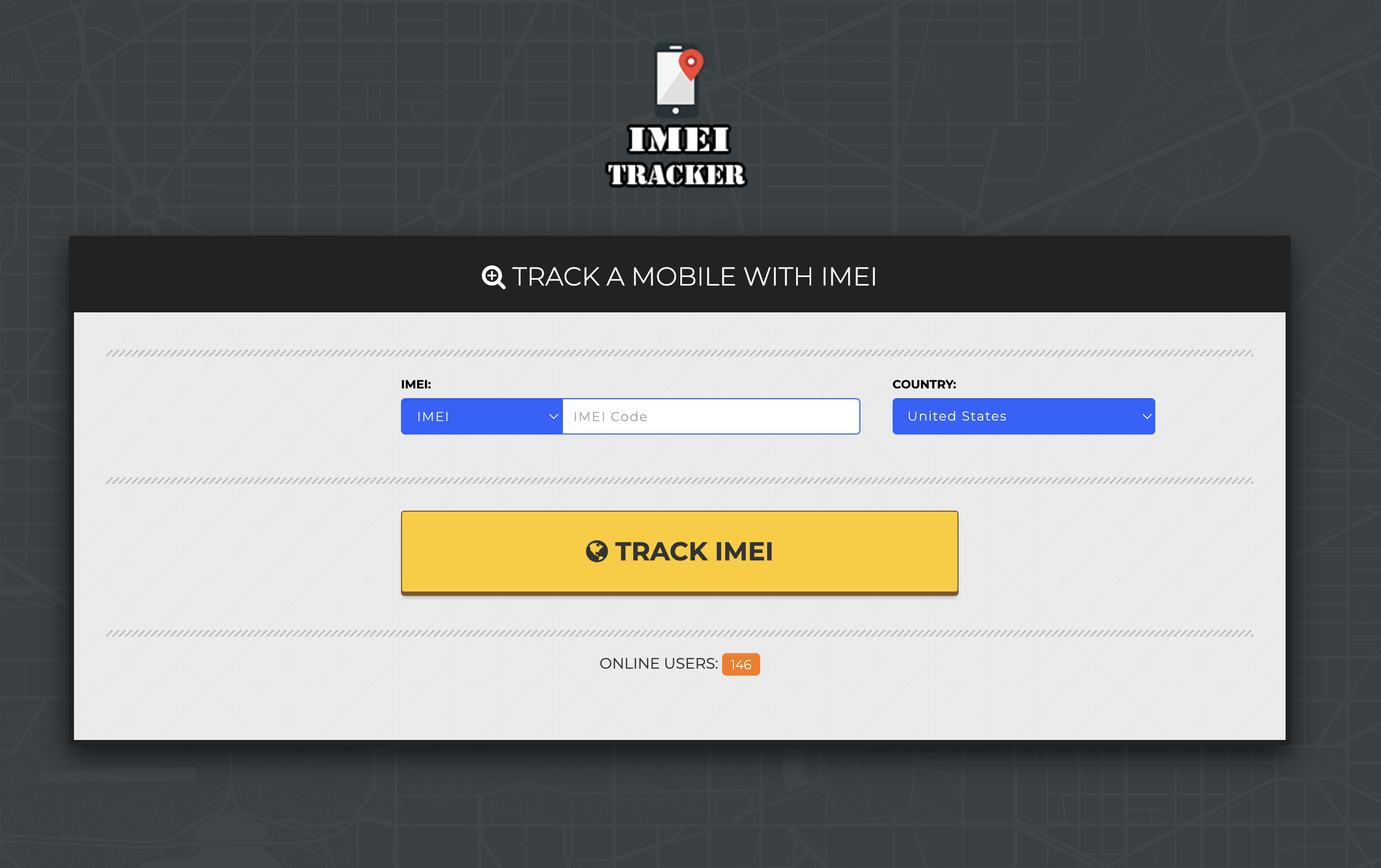 IMEI-Tracker online home screen